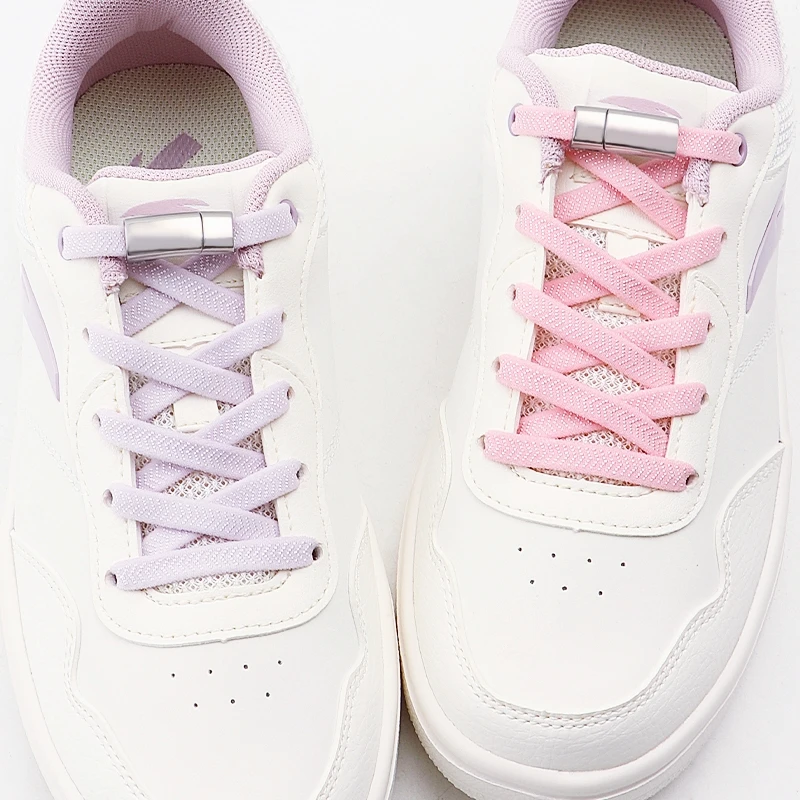 

Flat Elastic No-Tie Shoelaces for Sneakers with Metal Lock - One Size Fits All Lazy Laces for Kids & Adults