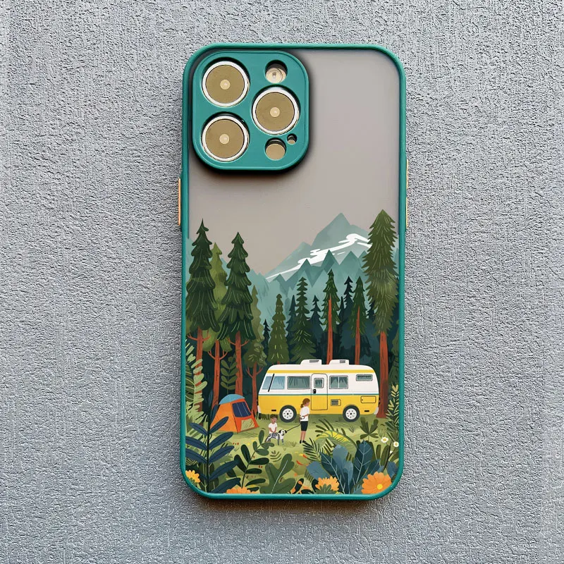 Waldlandschaft Reise Freizeitfahrzeug Handyhülle für iPhone 16 15 14 11 12 13 Mini Pro Max X XR XS 17 16 Plus Funda – Detail 3