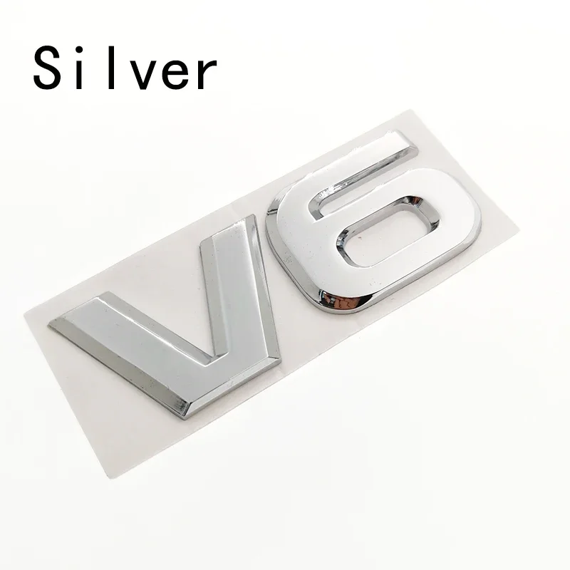 Car Chrome Metal V6 Emblem Badge 3D Decal Trunk Auto Motor Sticker Car Styling Sticker for Ford Fiesta Kuga Ranger Galaxy Fusion