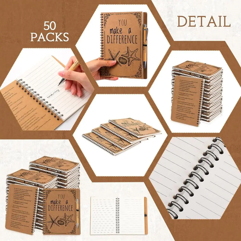 ヒトデをテーマにしたA5スパイラルノートと竹製ペンのセット：スタッフやボランティアへの感動的なクリスマスプレゼント