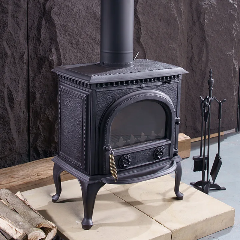 European and American real fire wood-burning independent family villa self-built house cast iron coal-fired fireplace heater