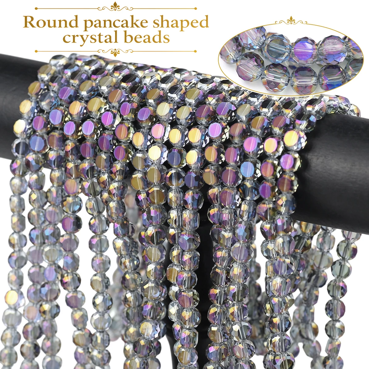 6mm 100–300pcs Crystal Glass Natural Color Round Transparent Purple Handmade DIY Jewelry Making Bracelet Decorations Accessories