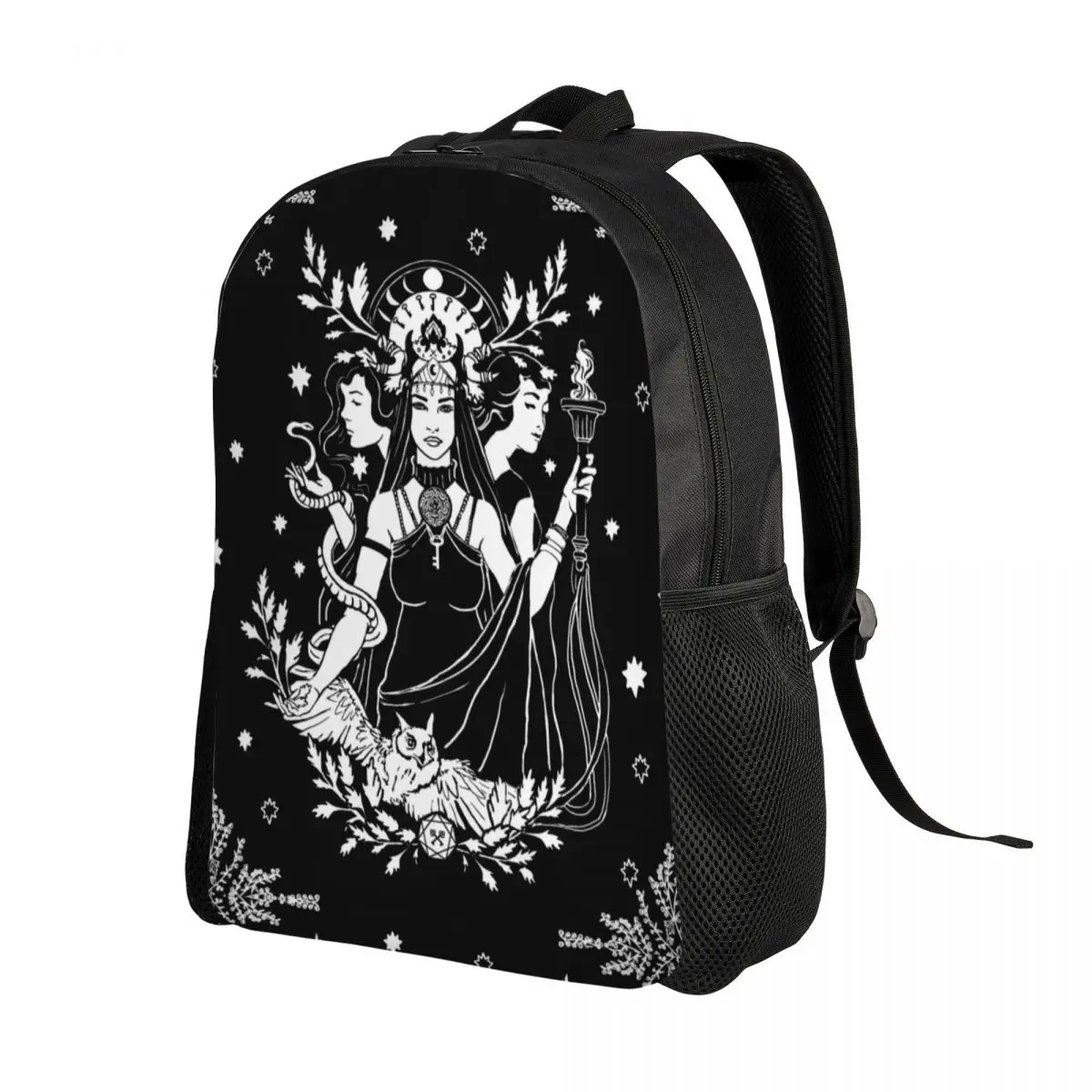 

Hekate Triple Goddess Backpack for Men Women Waterproof School College Goth Occult Halloween Witch Bag Printing Bookbag