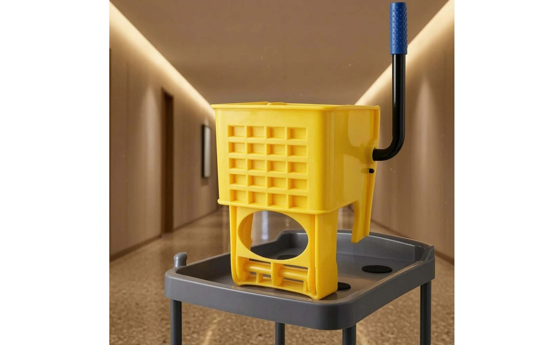 Hand-Press Mop Wringer Head Plastic and Metal Mop Wringer Head Cleaning Equipment Blue Grip Yellow
