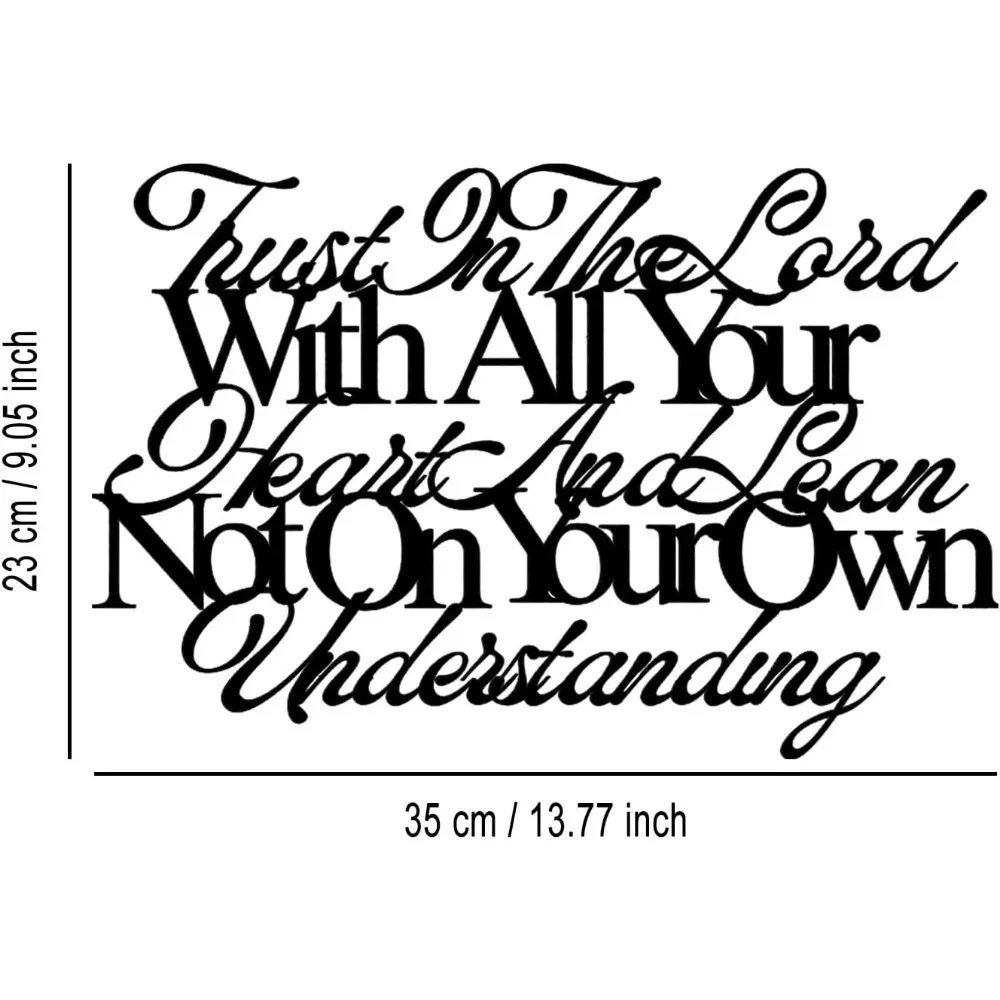 Trust In The Lord Wall Decor Christian Scripture Metal Art Black Religious Inspirational Home Decor for Living Room Bedroom