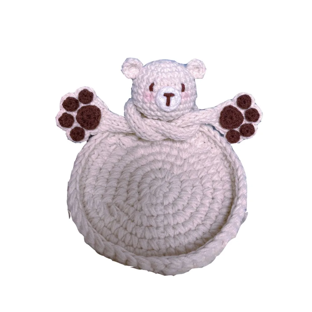 Heat-resistant Duck Crochet Coasters Non-slip Handmade Animal Cup Mat Reusable Absorbent Turtle Shaped Drinks Placemat Home