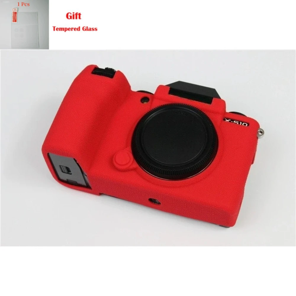 

Soft silicone camera body case, For FUJIFILM X-S10 camera bag, protective cover, soft rubber anti-skid case + free tempered film