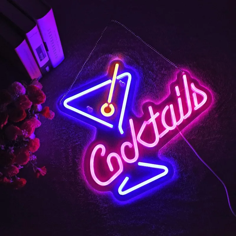 Cocktails Neon Signs LED Dimmable Neon Lights Sign for Beer Bar Man Cave Club Bedroom Hotel Pub Cafe Neon Light Art Wall Lights