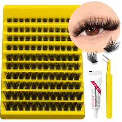 GROINNEYA Clusters Lash 240 PCS Bond and Seal Makeup tools DIY Lashes Extension kit for gluing Lashes Gluing Individual Lashes E