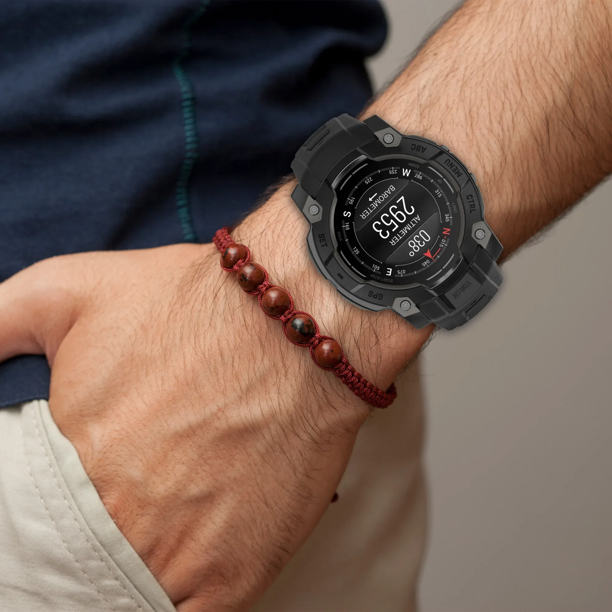 حزام ساعة رياضي بحلقة من السيليكون قابل للتنفس لـ Garmin Instinct 3 45 مم 50 مم Solar/AMOLED