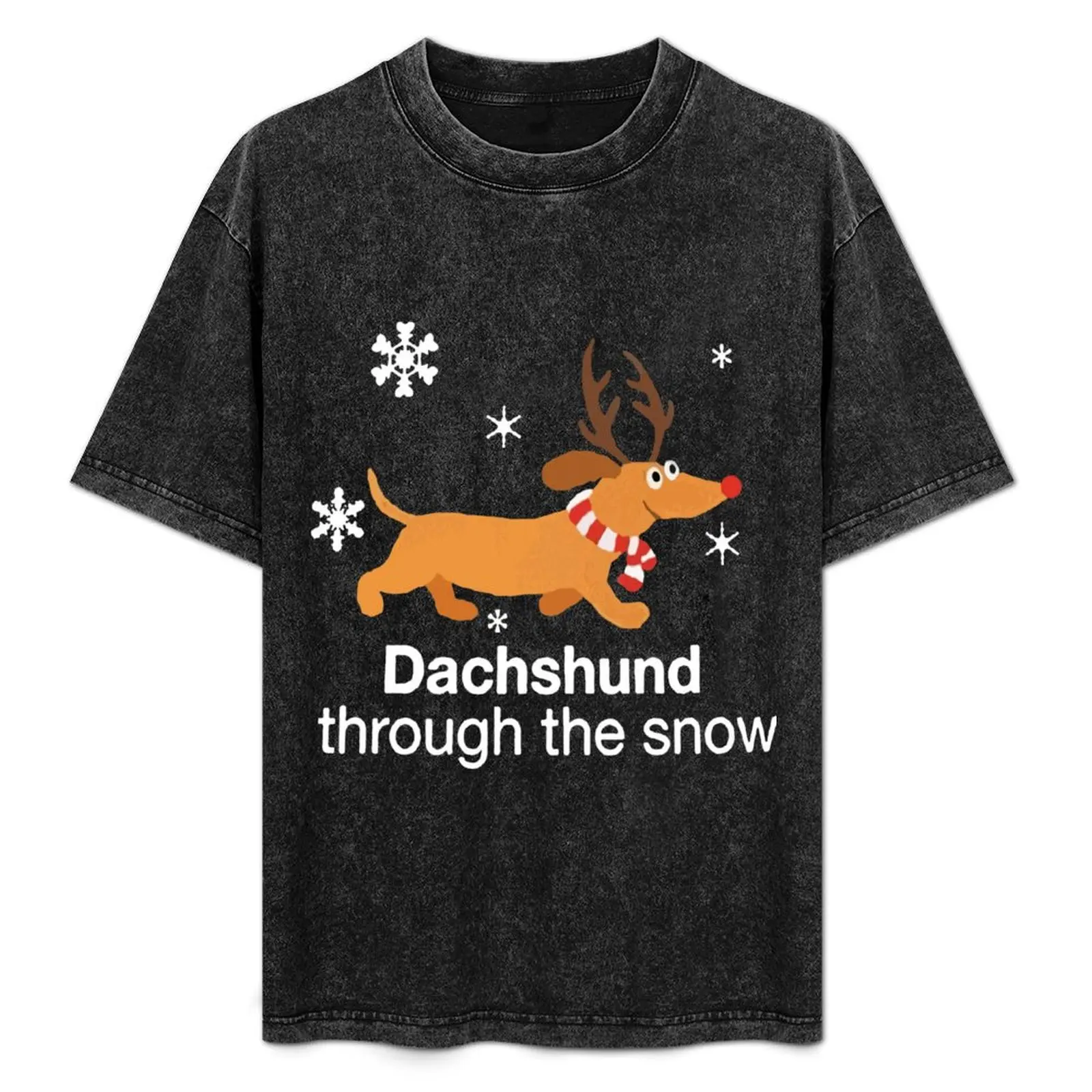 

Dachshund Through The Snow Christmas Weiner Dog Christmas Mask For Dog Lover T-Shirt Trendy Casual Short Sleeve Shirt