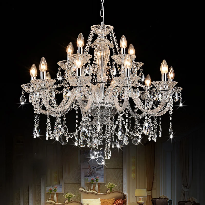 

High End K9 Crystal Chandelier, Transparent Candle, Crystal Lamp, Living Room, Dining Room, Bedroom, High-end Hotel