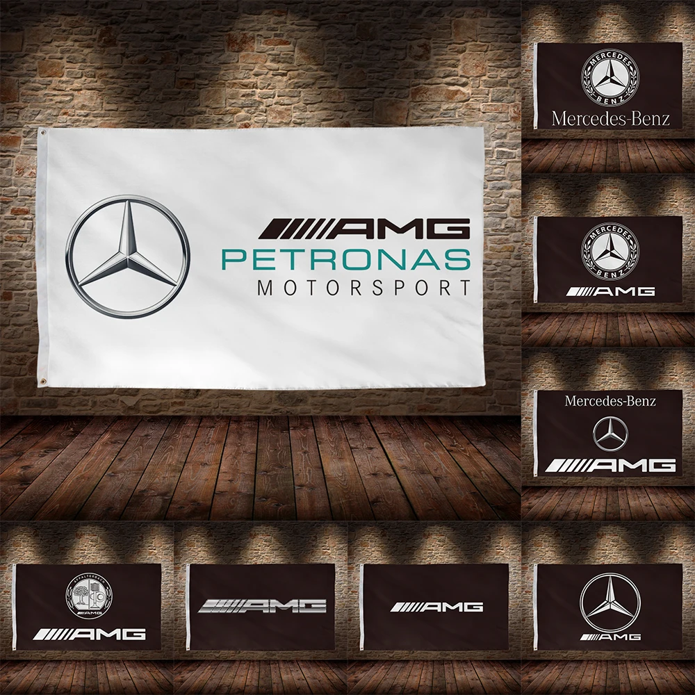 3X5 Ft M-Mercedes Benzs Racevlag Polyester Bedrukte Auto 'S Vlaggen Voor Kamer Garage Decor