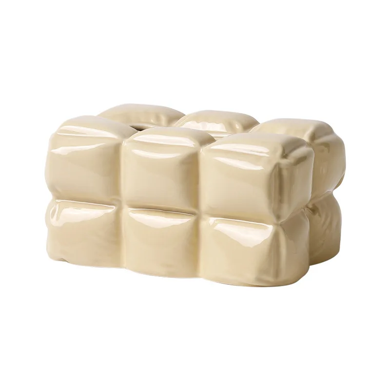 

Light luxury ceramic tissue box ornament, living room cream style, modern household coffee table pumping carton, dining table de