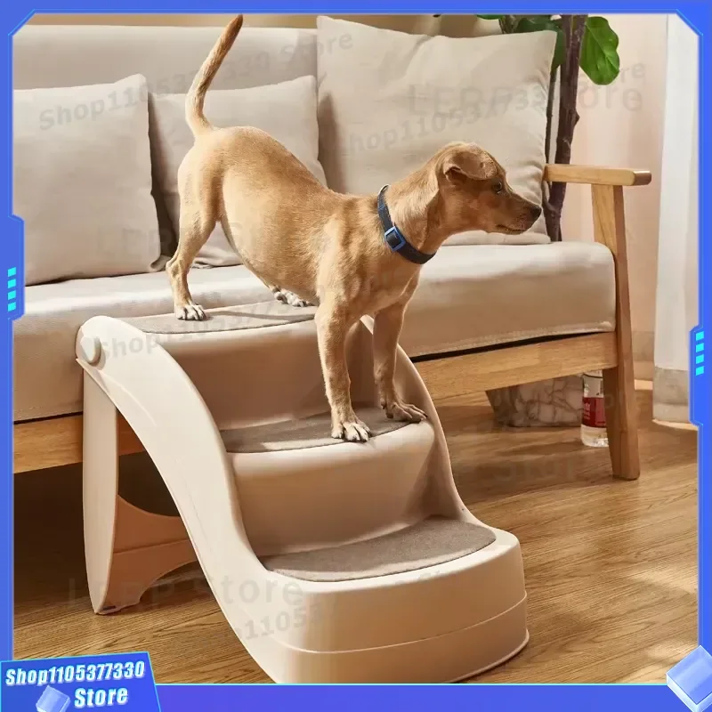 Foldable 3 Step Pet Ramp Portable Plastic Dog Cat Stairs Non Slip Safety Ladder for Small Animals Travel Home Use Wholesale