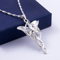 Arwen Evenstar Movie Necklace Silver Color Crystal Pendant Necklaces for Women Girl Party Jewelry Gift Jewelry