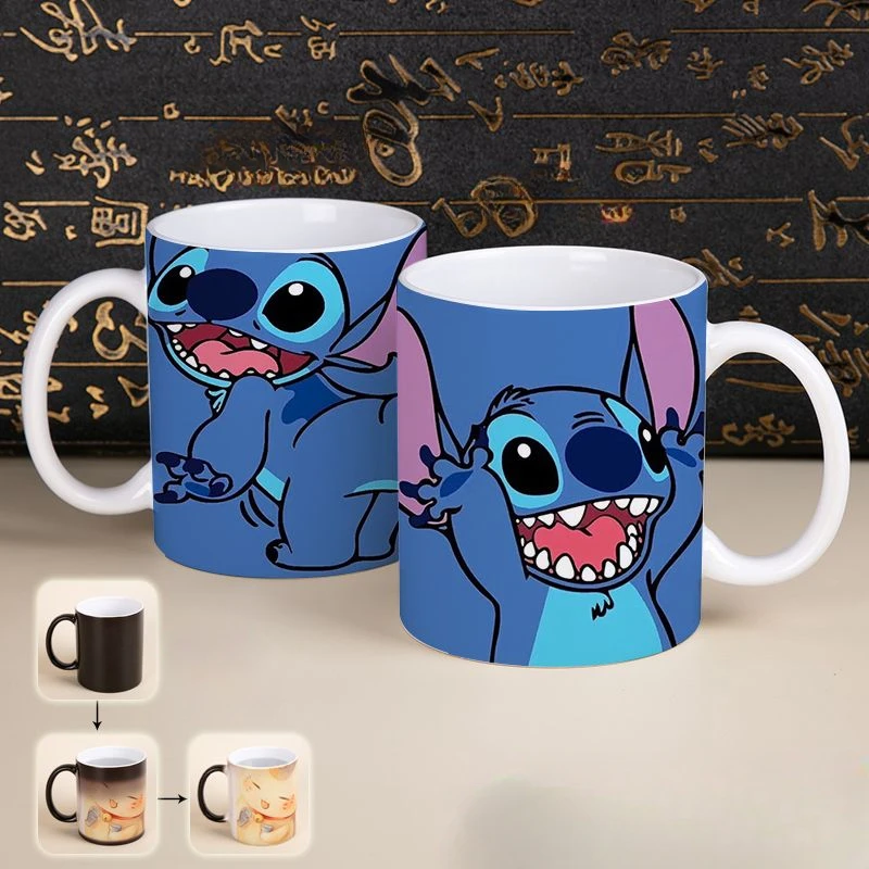 Disney Stitch Coffee Cup Home Office Water Cup Breakfast Milk Cup Lilo & Stitch Creative Personalized Color Changing Mug Gift