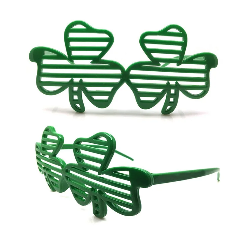 Irish Day Shamrock Glasses, Green Plastic Shutter Glasses,Clover Eyeglasses for St. Patrick's Day Costume Party,Photo Props