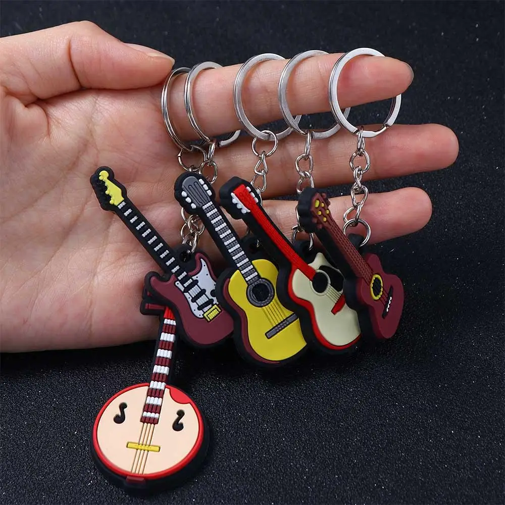 

Backpack Silicone Saxophone Piano Bag Jewelry Guitar Keyring Holder Musical Instrument Pendant Guitar Key Rings Guitar Keychain