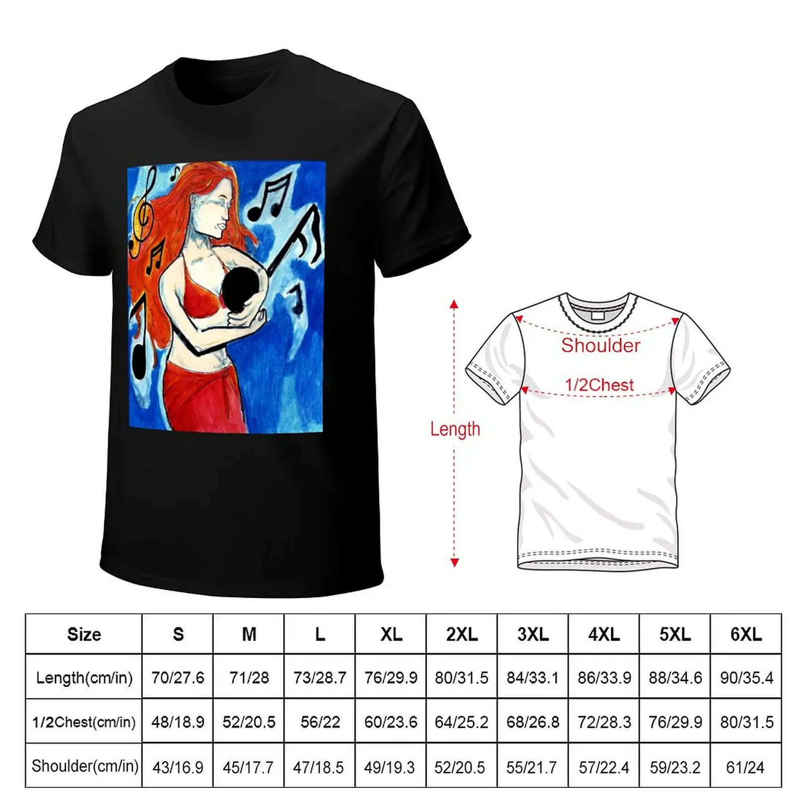 Belly Dancer Hugging Musical Note T-Shirt Work Wear Lightweight Tee