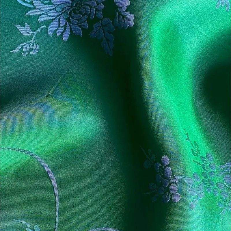 Jacquard satin silk fabric flower four seasons heavy crepe cheongsam Hanfu cloth Chinese style handmade