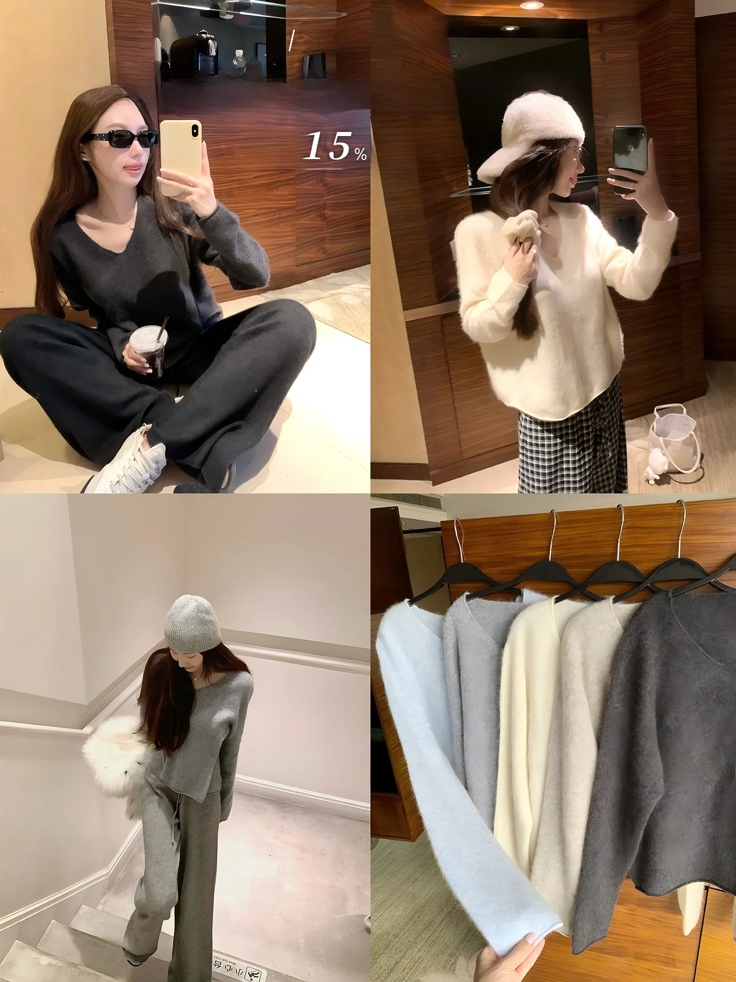 

Panda Jingjing Premium Yarn Multi-Color Fce Long Sve Women's Knitted Sweater Close-Fitting Soft Comfortable Wool Blend