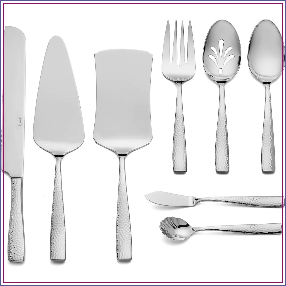 

8-Piece Stainless Steel Hostess Serving Utensil Set, Cake Knife & Server, Lasagna Pie Server, Dishwasher Safe