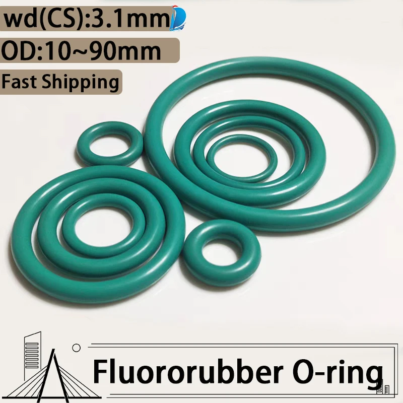 FKM Wire Diameter 3.1mm Large Fluorocarbon O-Rings,10mm To 90mm Thickness for Extreme Environments Sealing Ring Shock Pad