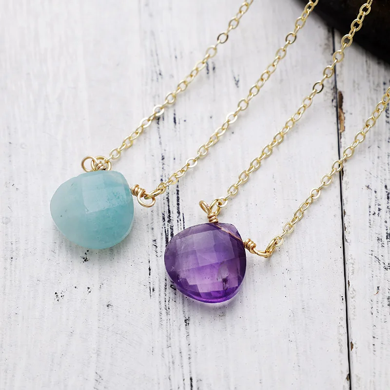 Natural Stone Drop Pendant Necklace