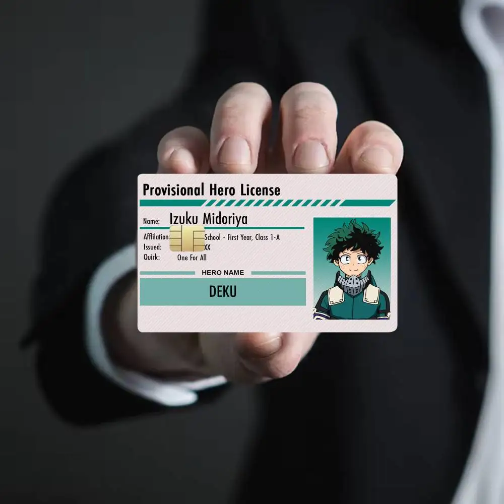 My H-Hero A-Academia License 4pcs 1Set Laser Holographic Sticker Skin Cover for Credit Bank Debit