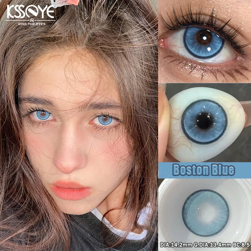 KSSEYE 1pair Fashion Colored Contact Lenses for Eyes Green Lenses Natural Yearly Cosmetic Eyes Beauty Lens Gray Pupils Blue Lens