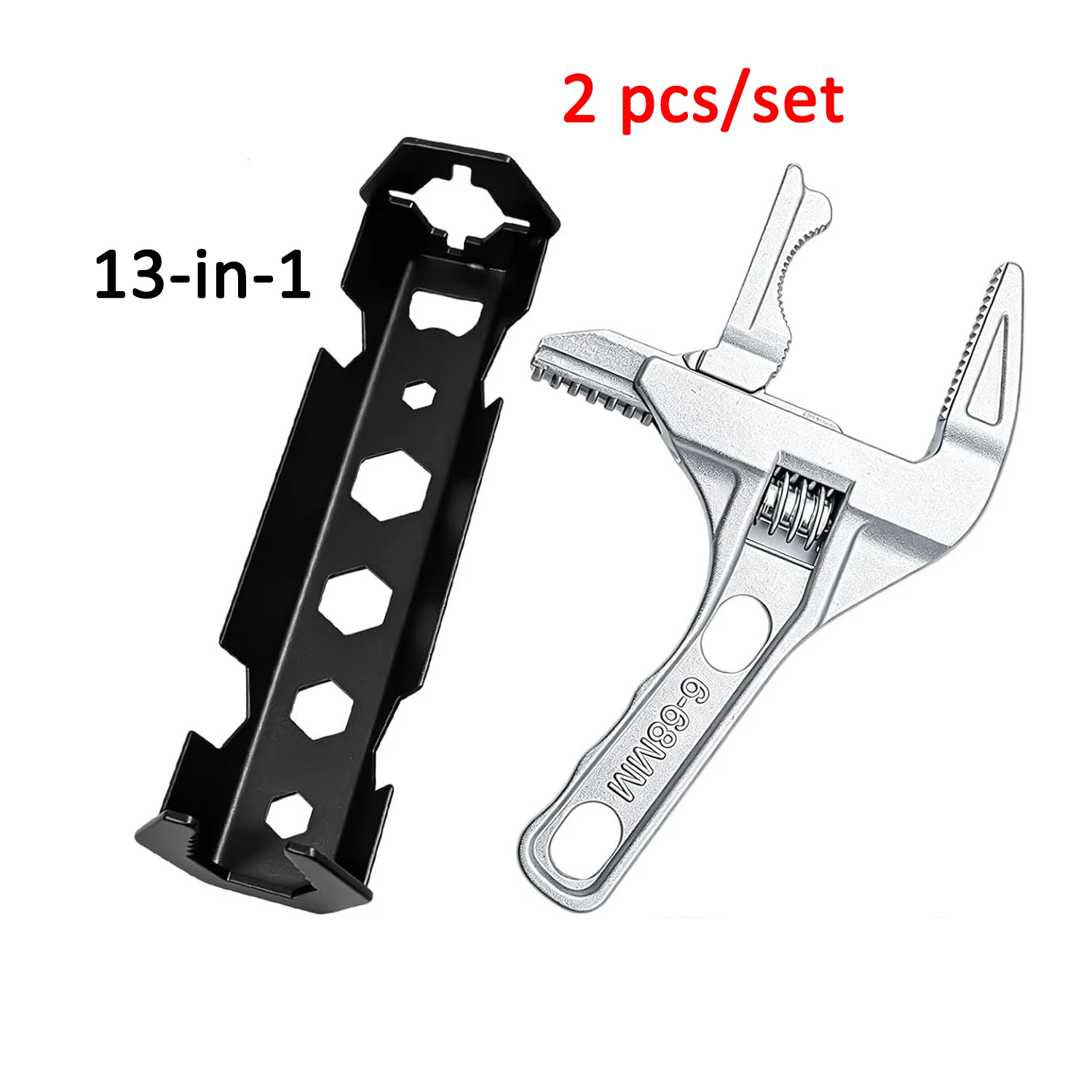13-in-1 Multifunctional Adjustable Wrench Set 2 Pcs Tight Space Maintenance Installation Removal Faucet Hand Tool Repair Wrench
