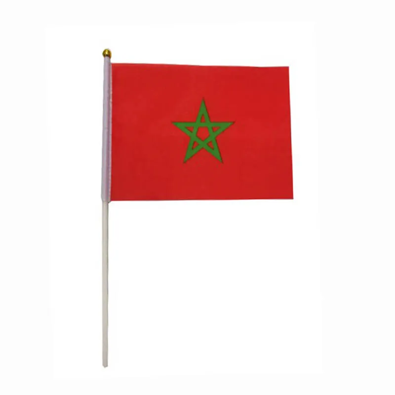 

14*21 CM Morocco Hand Flag Polyester Banner For Decoration 100pcs/LOT