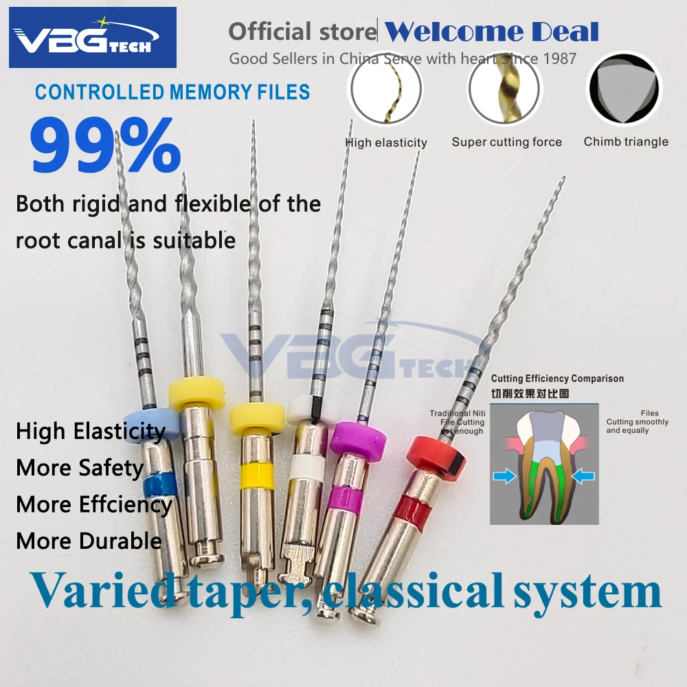 SOCO PLUS 6PCS Dental File Nickel Titanium Heat Activated Root Canal Endodontic Rotary 25MM Files Dentistry Materials EndoMotor
