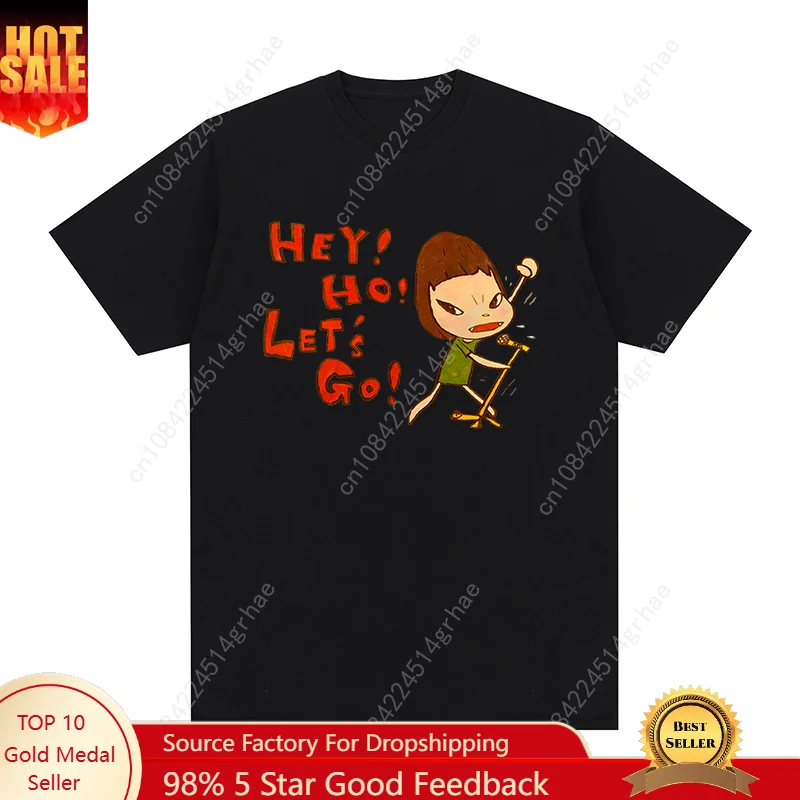 Yoshitomo Nara Hey Let's Go T-shirt Japan Kawaii Cute Anime Cotton Men T shirt New TEE TSHIRT Womens tops
