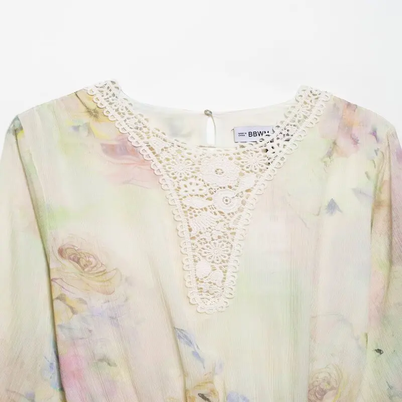 Wiosna Lato Nowości Damska Moda Nadruk Okrągły Dekolt Dr 2025 Szydełkowy Sweter Do Pracy Elegancki Długi Sweter