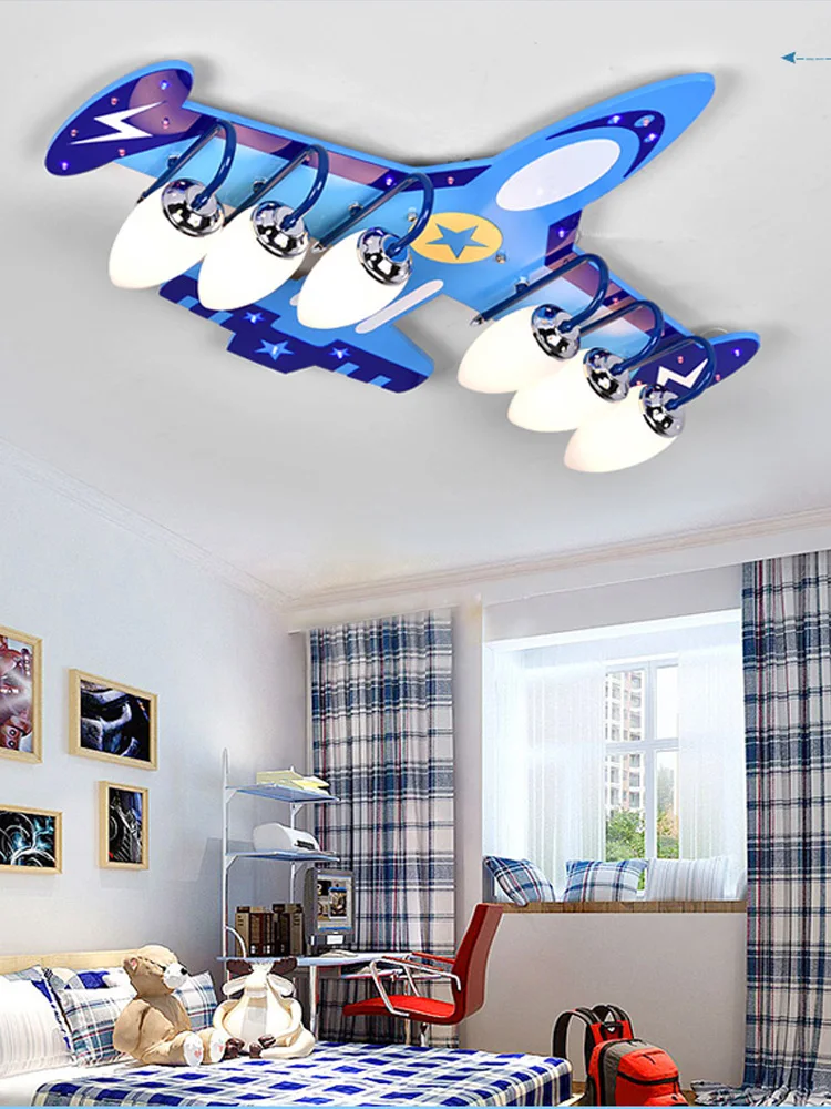 Full Spectrum Eye Protection Children's Lamps Creative Aircraft Lamp Bedroom Light Room Ceiling Lamp Boy Cartoon Lighting