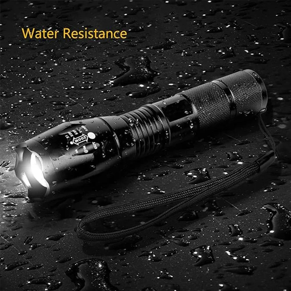 عالية الطاقة مصابيح كاشفة بلمبات LED التخييم الشعلة 5 طرق الضوء التكبير ضوء سبائك الألومنيوم مادة مقاومة للماء الخارجية 3 بطارية AAA ﻿