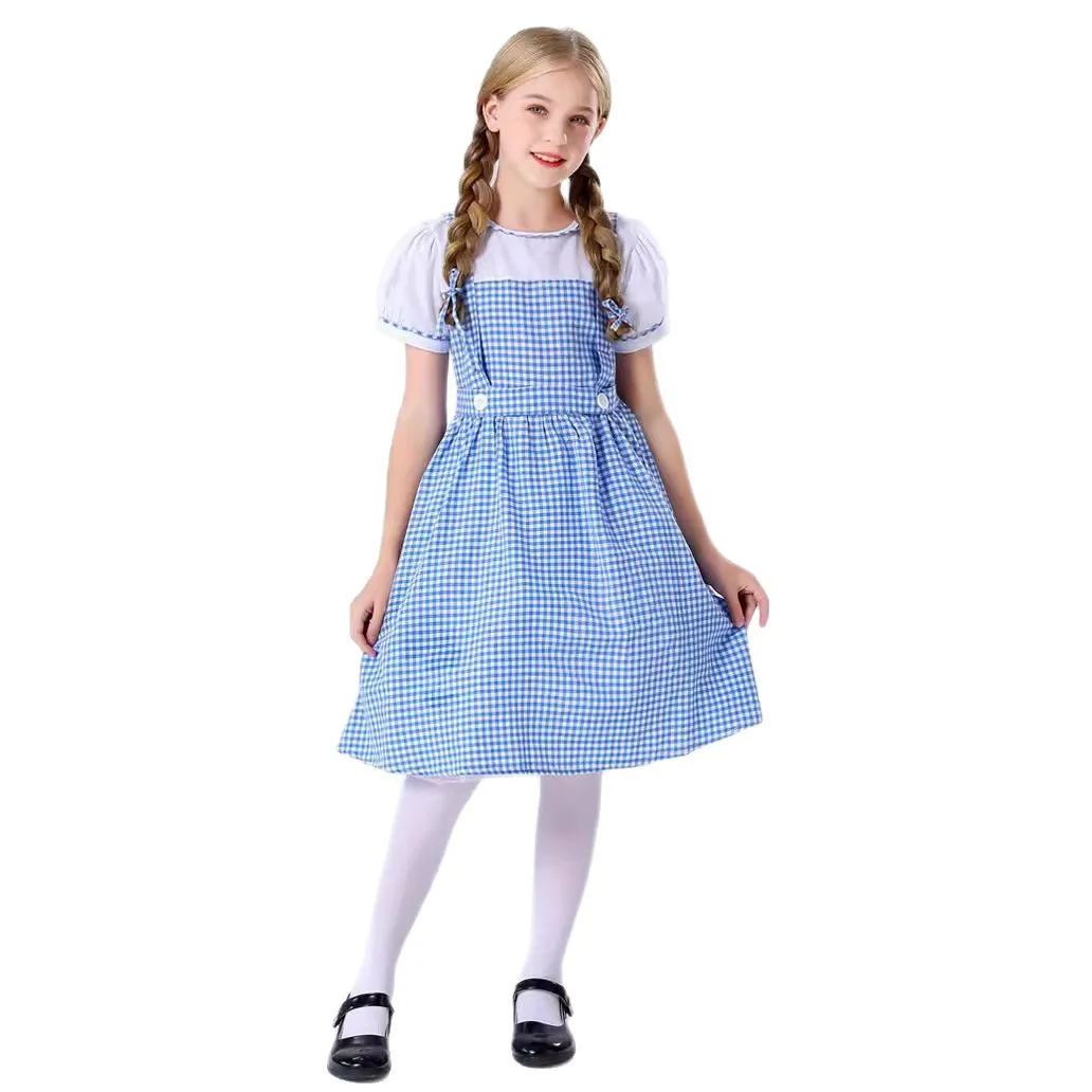 Halloween Green Gingham Dress Family Matching Stage Performance Costume for Women Traditional Chinese Ethnic Clothing view 5