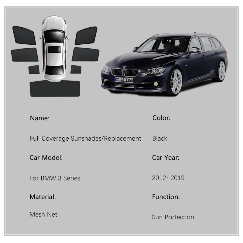 Car Sunshades For BMW 3 Series F31 2012~2019 Touring Wagon Black Net Magnetic Sun Visor Window Shade Windshield Auto Accessories