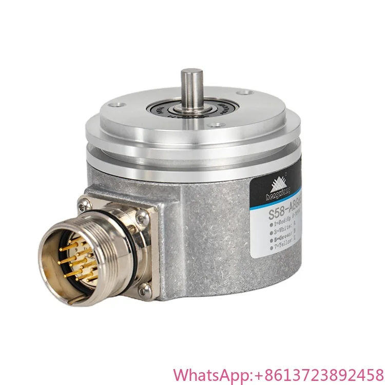 S58 58mm Solid Shaft Incremental Encoder 6/8/10mm External Dimension M23 Socket IP65 Protection up to 23040P/R DC5V-30V