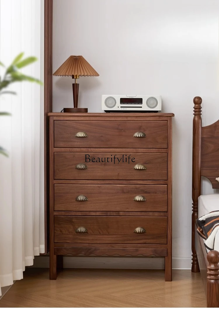 

*North American black walnut simple retro solid wood storage locker
