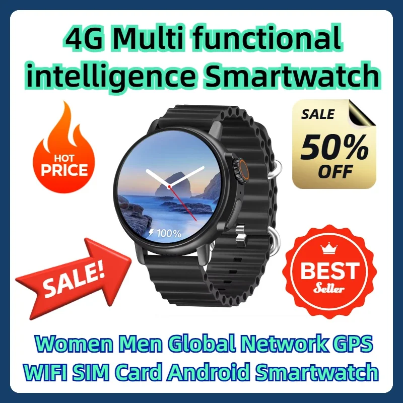 

4G Multi functional intelligence Smartwatch 4G Women Men Global Network GPS WIFI SIM Card Android Smartwatch