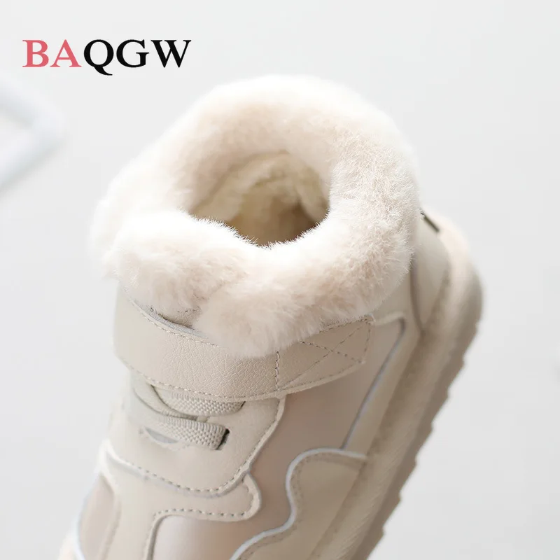 Scarpe calde imbottite in cotone per bambini per 0-2-3 anni stivali da neve per bambini invernali scarpe bianche Casual con punta tonda per bambine