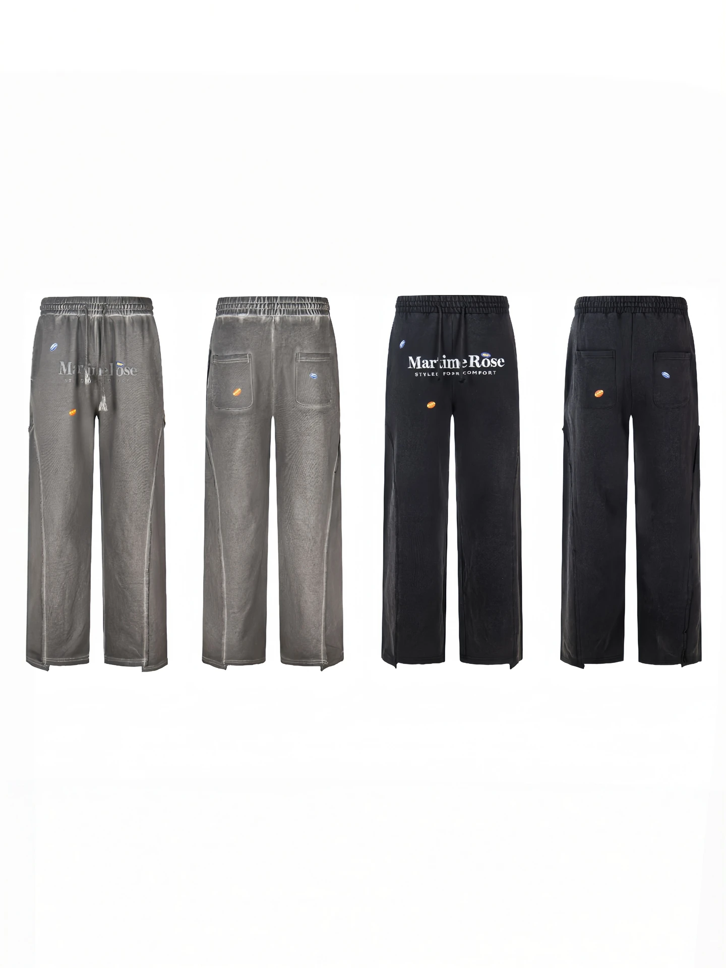 Martine Rose Autumn Winter High Street Trendy Washed Outdated Letter Print Irregular Unisex Casual Pants Long Trousers