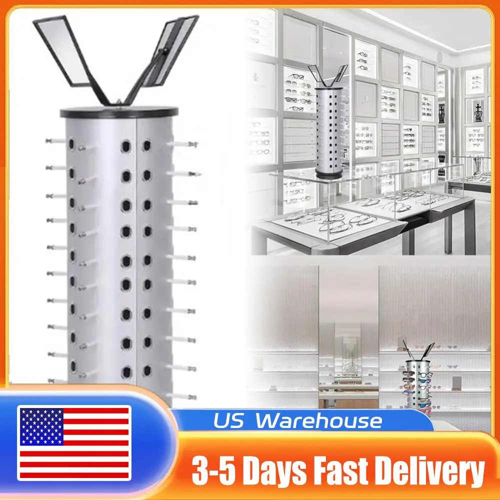 

Вращающаяся витрина для очков и солнцезащитных очков с зеркалом, на 44 пары очков, отдельно стоящая