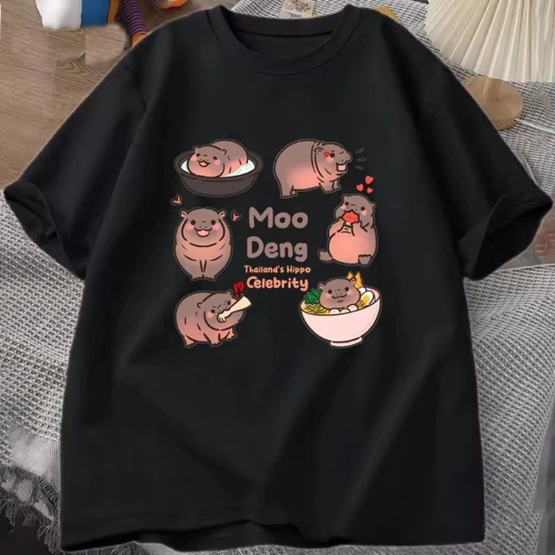 Moo Deng Bouncy Pig in Thailand Baby Hippo Khao Kheow Open Zoo T-Shirt Funny Moo Deng T Shirt Men\'s Short Sleeve Tshirt