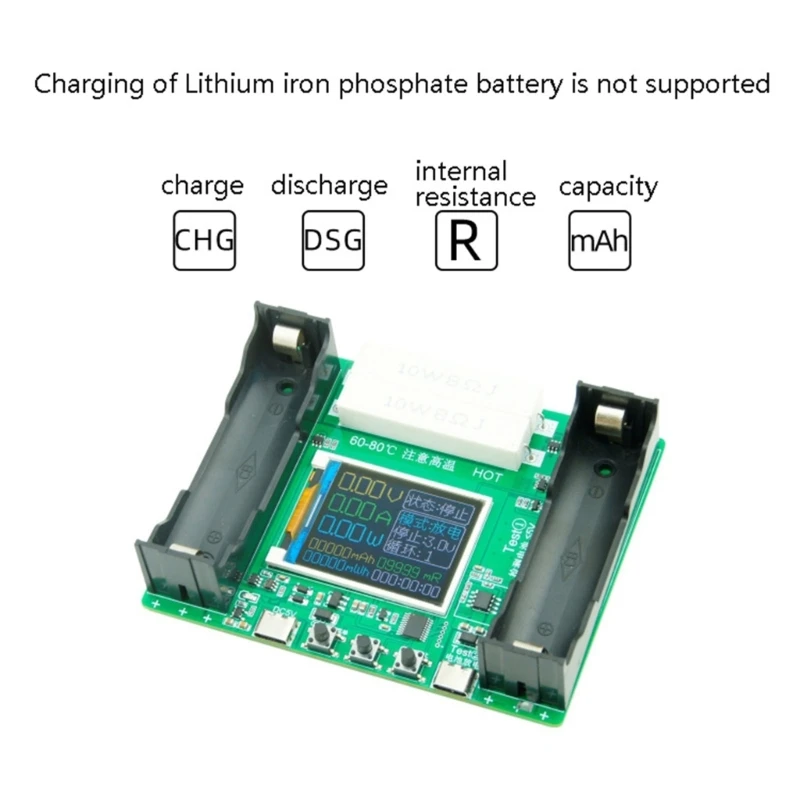 18650 Lithium-Battery Capacity Tester maH-mwH Measurement Digital Discharge Electronic Load Battery True-Capacity Drop Shipping