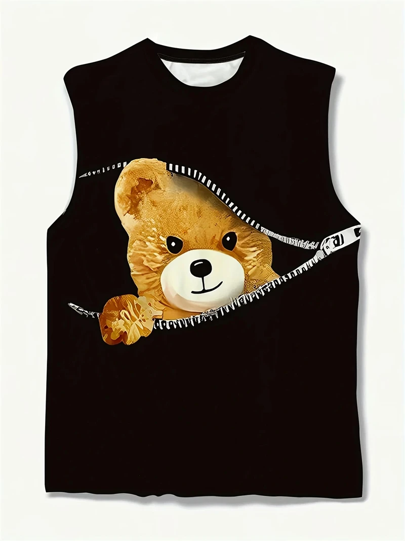 Tiger 3D Printed Tank Tops Animal Letter Print Tops Tees Sleeveless Vest Men Harajuku Streetwear Men's Fitness Top Clothing