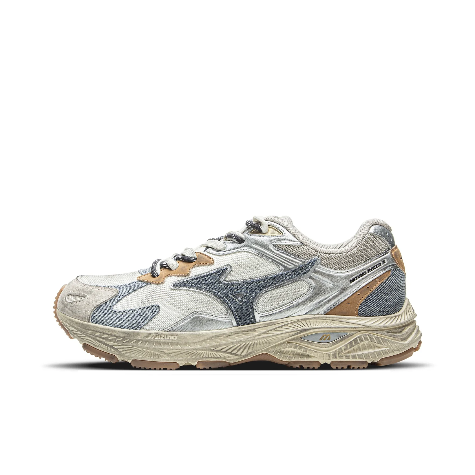 Zapatillas Mizuno Racer S de caña baja para carreras de larga distancia y velocidad, unisex, plateado y marrón D1GH253501